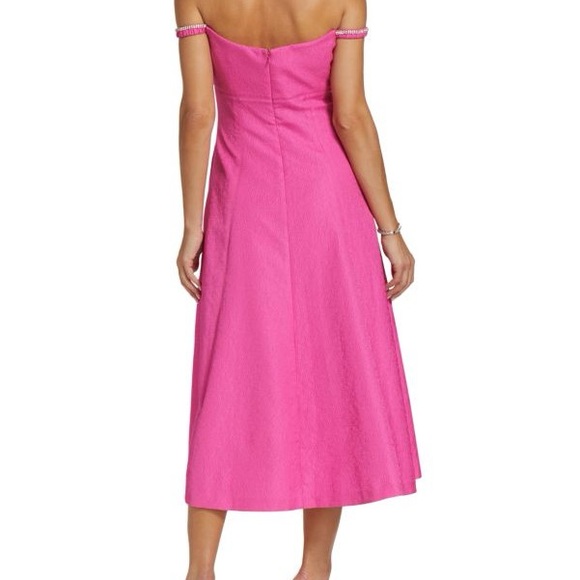 Self-Portrait Pink Textured Diamante Dress - Picture 3 of 6